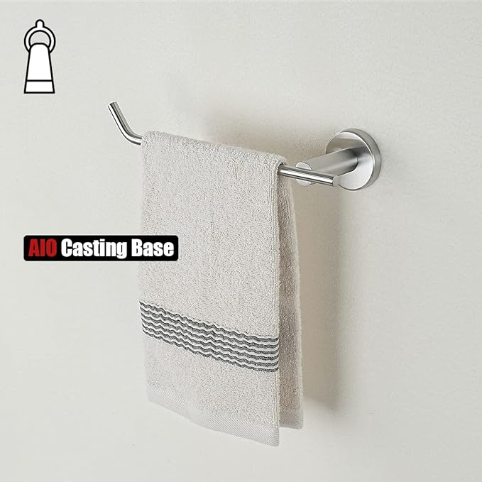 JQK Hand Towel Bar, Stainless Steel Towel Ring for Bathroom, 9 Inch Necklace Holder Brushed Finish Wall Mount Left Hand, TR101-BN