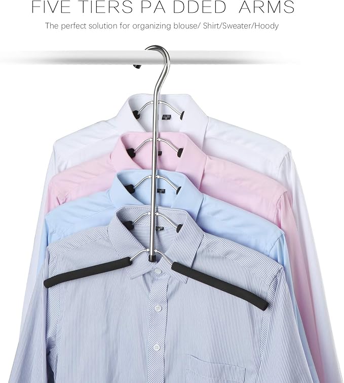 DOIOWN Blouse & Shirt Hangers - Non Slip Space Saving Stainless Steel Closet Organizer (2 Pack)-NeatNest