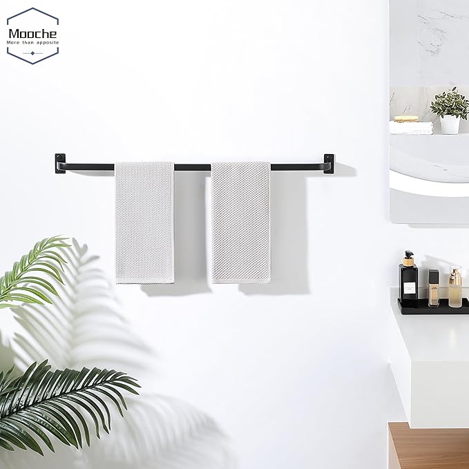 Bathroom Towel Bar, 32 inch Towel Racks for Bathroom Wall Mounted, SUS304 Stainless Steel Heavy Duty Towel Holder Bathroom Accessories Modern Home Decor, Matte Black Finished