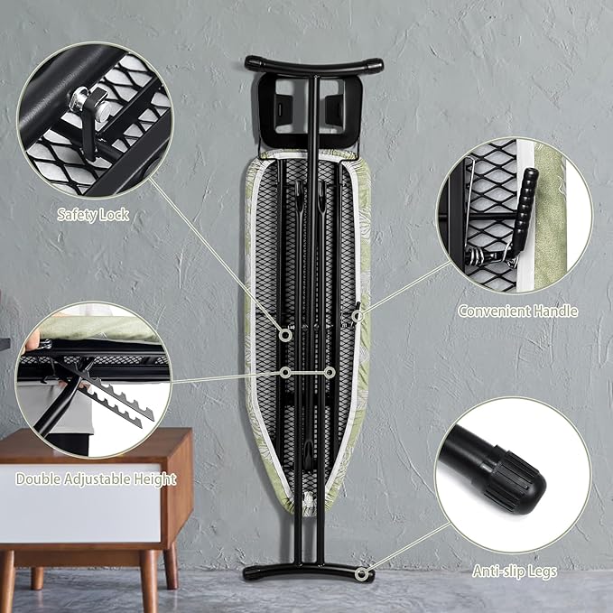 Duwee 12"x36" Ironing Board with Heat Resistant Cover and Thicken Felt Pad, Heavy Sturdy Legs