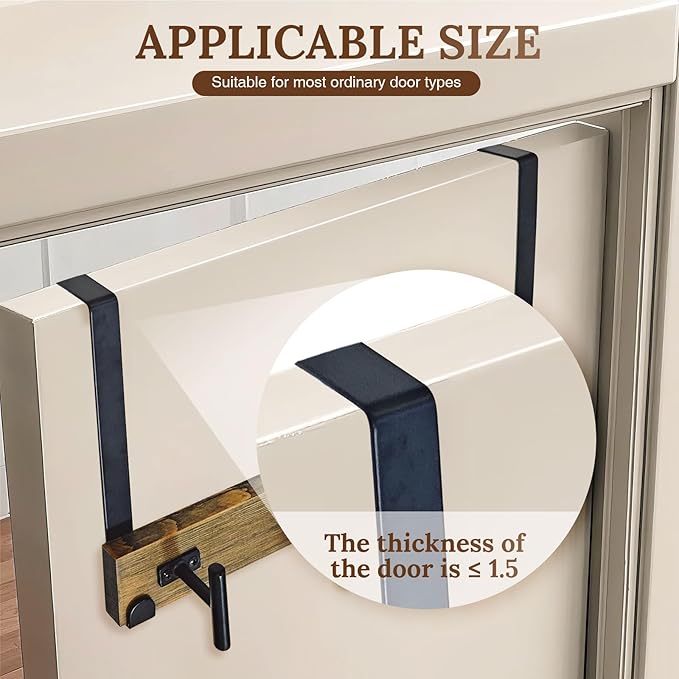 FH Classic Style Over The Door Hook Rack - Black & Brown (with 4 "T Hooks)