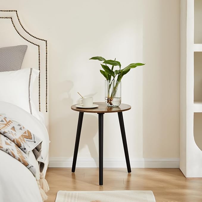 Apicizon Round Side Table, Modern Nightstand End Table, Nursery Side Table for Small Spaces, Bedroom, Living Room,16.5 x 20 Inches, Rustic Brown-NeatNest