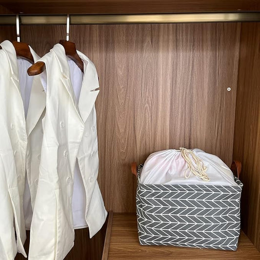 CLOCOR Rectangular Storage Basket,Collapsible Cute Pattern Storage Bin,Waterproof Coating Storage Box with Handles for Home Organization,Shelf Basket (3 Pack Grey Arrow)-NeatNest