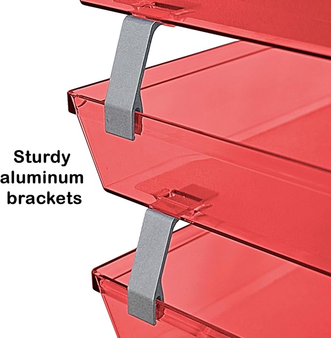 Acrimet Facility 4 Tier Letter Tray, Side Load, Letter Size/A4, Desktop File Organizer, Plastic (Clear Red)-NeatNest