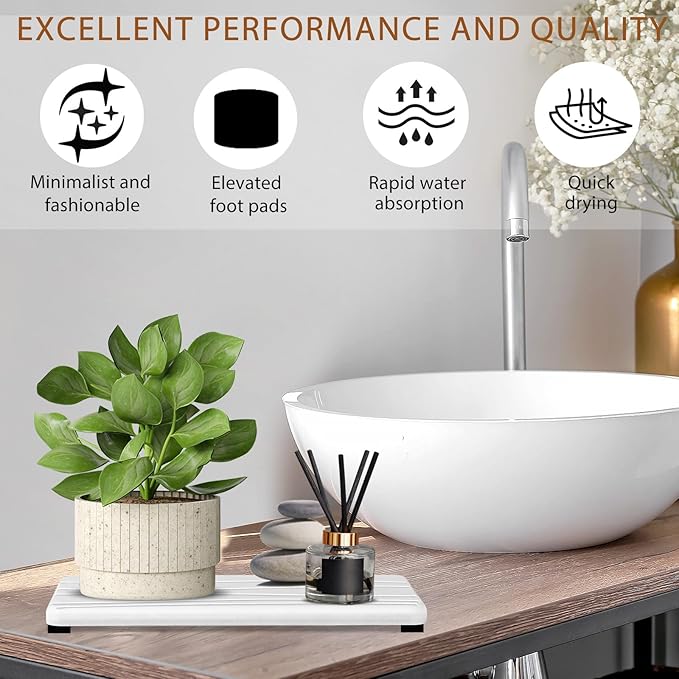 2PCS Water Absorbing Stone Tray, Fast Drying Stone Sink Tray, Water Absorbent Diatomite Trays, Stones Soap Trays, Diatomite Coasters for Kitchen Sink Bathroom Counter, Hand Soap Dish & Holders-NeatNest