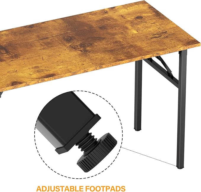 DlandHome Computer Desk Folding Table 39.4 inches Writing Desk for Small Space Folding Desk Laptop Desk No Assembly Required Retro&Black-NeatNest