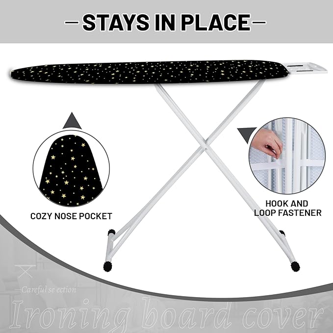 Extra Thick Ironing Board Cover and Pad, Night Sky Space 15x54 Ironing Board Cover, Resist Scorching and Staining,Elastic Edges,Cosmic Starry Fantasy Galaxy Universe Space Cartoon Stars