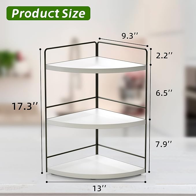 ZGO 3-Tier Bathroom Organizer Countertop, Corner Bathroom Counter Organizer, Makeup Organizer for Vanity Skincare Organizers and Storage, Kitchen Counter Shelf Organizer Perfume Organizer(White)-NeatNest