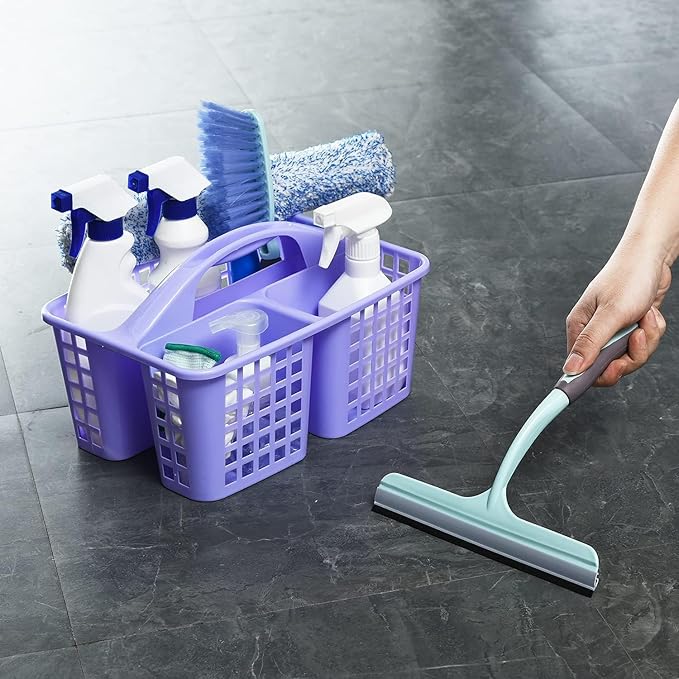 Portable Shower Caddy Basket,Convenient Cleaning Supplies Organizer with Compartments and Handle,Ideal for Bathroom, Bedroom, Kitchen, College Dorm,Garden,etc.12.4" x 7.4" x 5.1"Purple