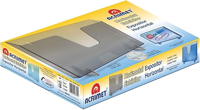 Acrimet Pocket File Holder Horizontal Design Brochure Display (for Wall Mount or Countertop Use) (Removable Supports Included) (Letter Size) (Clear Crystal Color)
