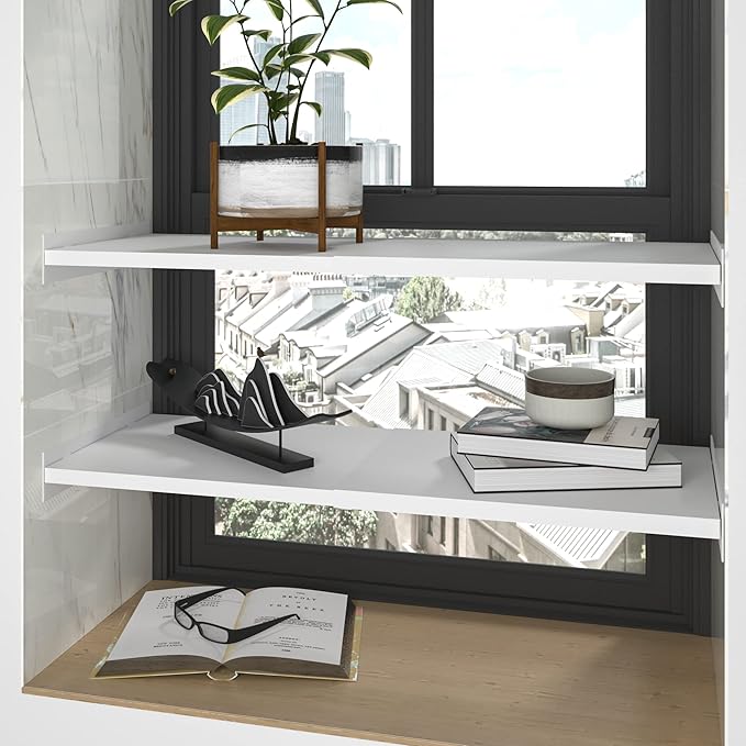 Expandable Closet Shelf Organizer, Adjustable Shelves Organizer, Storage Shelving Rack DIY Divider Tension Separator for Cabinet Pantry Wardrobe Cupboard Kitchen, Small 2 Pack