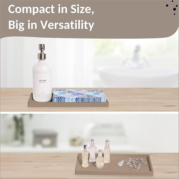 Countertop and Vanity Tray - 11.7" Silicone Bathroom Tray, Flexible Dish Soap Holder for Kitchen, Bathroom Counter Organizer, Shower Toilet Tank Trays Décor Accessories, Sink Makeup Mat Oil-NeatNest