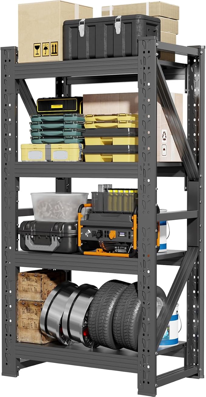 42" W Garage Shelving,4-Tier Heavy Duty Storage Shelves Unit with Adjustable Metal Shelf for Warehouse,Basement,Workshop,3400LBS,42" W x 20" D x 79" H,Black-NeatNest