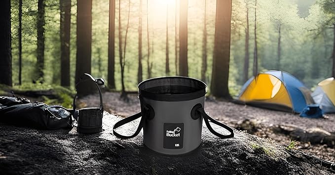 BANCHELLE Collapsible Bucket Water Container Portable Folding Camp Wash Basin for Outdoor Traveling Hiking Fishing Car Washing Gardening Camping (Black, 12L)-NeatNest