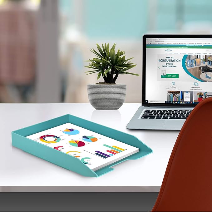 Acrimet Stackable Letter Tray Front Load, Letter Size, Plastic, Solid Green Color, 1 Unit-NeatNest