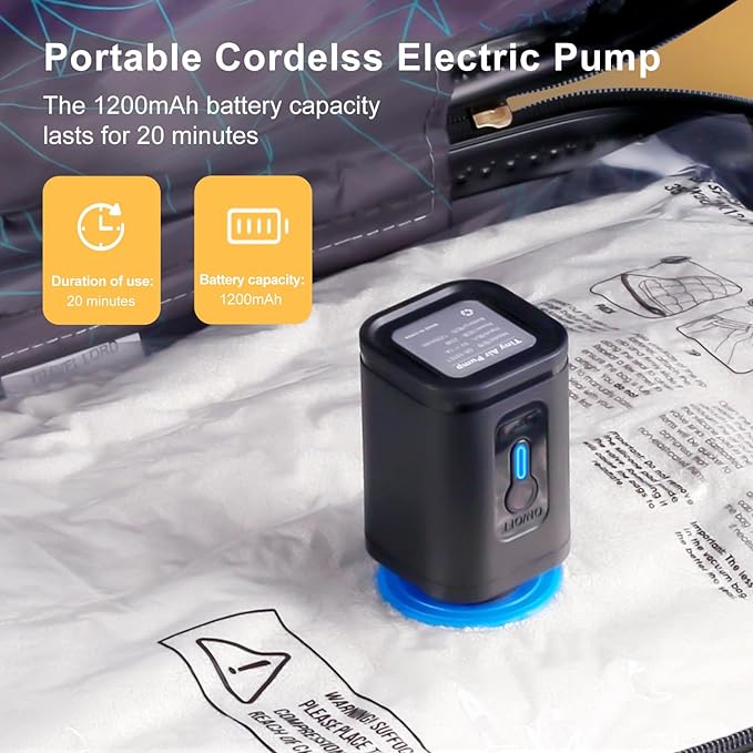 Combo 12 Pack Travel Vacuum Bags with Portable Electric Pump, Space Saver Vacuum Storage Bags for Clothing and Luggage, Travel Essentials-NeatNest