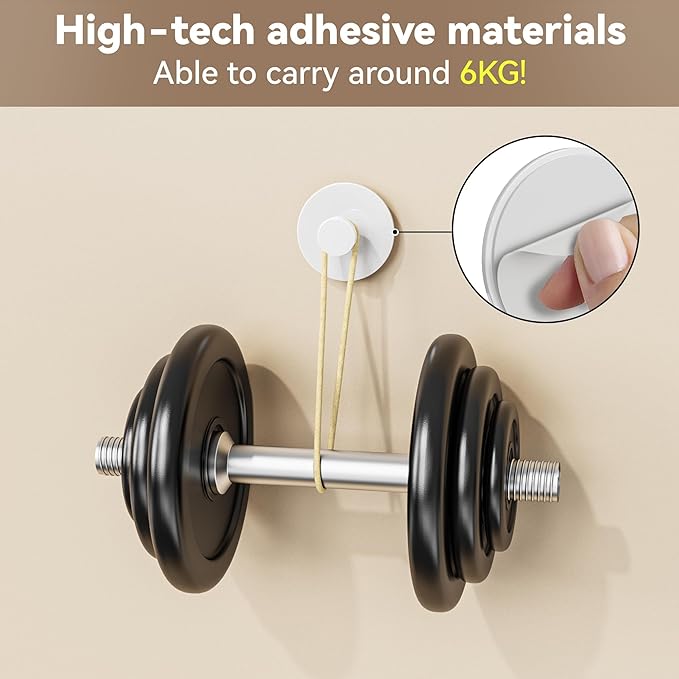 Adhesive Wall Hook for Coat and Towel: Extra Sticky 12 LB (Max), Stainless Coat Rack Door Holder Hanger, White 6-Pack Heavy Duty