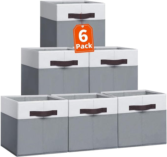 Criusia Storage Cubes -11 inch Closet Organizers and Storage Bins for Clothes -6 Pack Fabric Storage Baskets for Shelves, Cube Organizer/ Toy Storage Organizer/ Dorm Room Essentials/ HouseWarming Gift-NeatNest