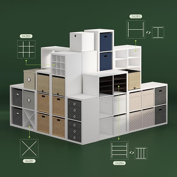 Furinno Cubicle H-Shelf Cube Organizer Insert (Does not fit IKEA Kallax Shelving), White