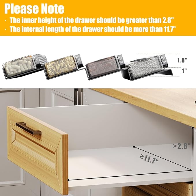 Famhap Spice Drawer Organizer, 8 Tier Expandable from 11.7" to 23.2" Seasoning Rack Tray Insert for Kitchen Drawers, Spice Rack Tray for Drawer/Countertop (Black)-NeatNest