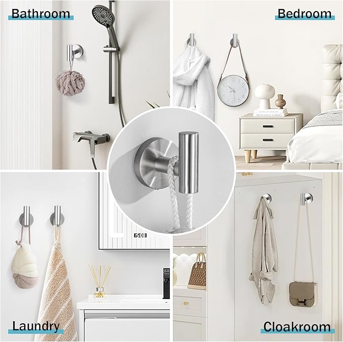 Bathroom Hardware Set, 4-Piece Towel Bar Set Brushed Nickel Towel Holder Set Includes 19.68 in Towel Bar,Toilet Paper Holder,Towel Ring and Towel Hook Wall Mount Bathroom Accessories Set