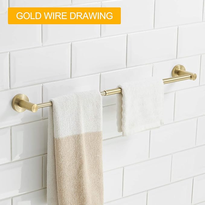 BESy Adjustable 15 to 26 Inch Single Bath Towel Bar for Bathroom SUS304 Stainless Steel Towel Holder, Wall Mount with Screws Hand Towel Bar Rod Hotel Style, Brushed Gold-NeatNest