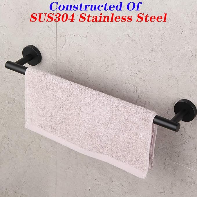 GERZWY Bathroom Towel Bar 18" Stainless Steel Towel Bar Matte Black Contemporary Style Wall Mount for Bath Kitchen AG1101C45-BK