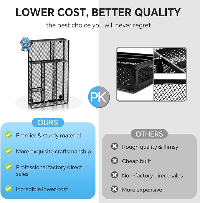 Desk Drawer Organizer, Office Drawer Divider Organizer Tray with 6 Compartments, Metal Mesh Desktop Organization and Accessories for Stationery Makeup Kitchen Toolroom School & Office, 11x6.1x1.38 in-NeatNest