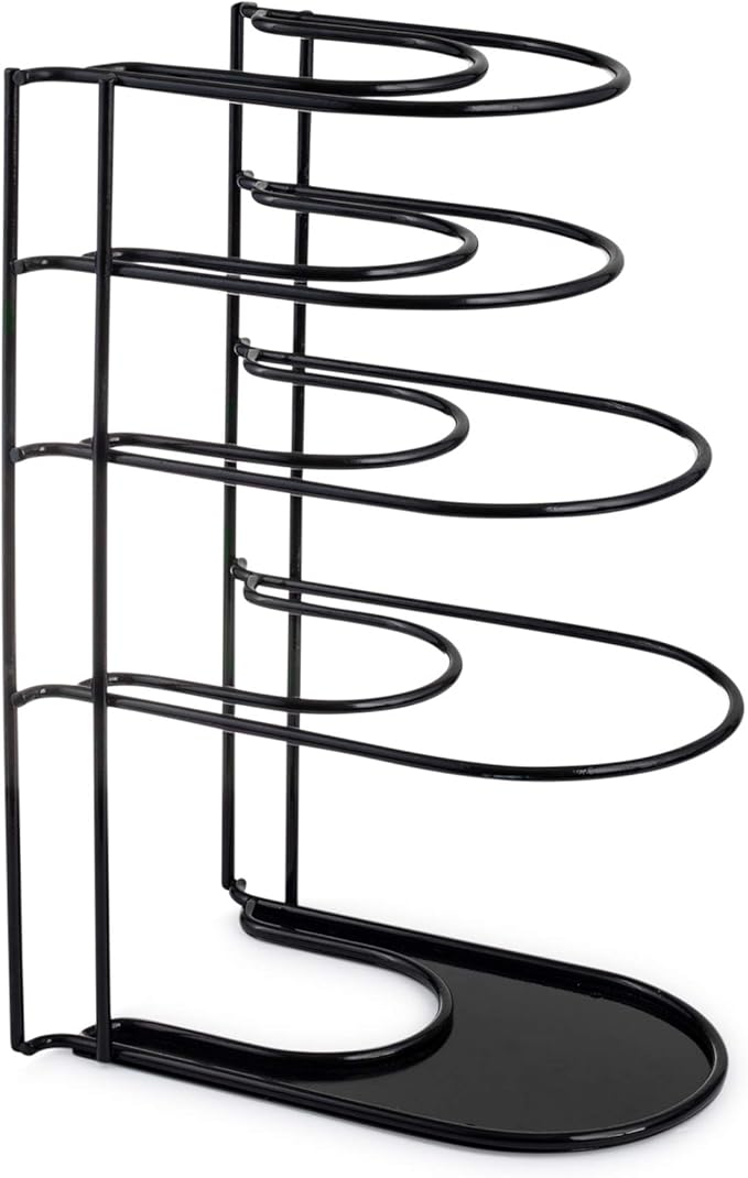 Cuisinel Heavy Duty Pots and Pans Organizer - Extra Large 5-Tier Rack - Holds Cast Iron Skillets, Dutch Oven - Durable Construction - Space Saving Kitchen Storage - No Assembly Required - Black 15.4"-NeatNest