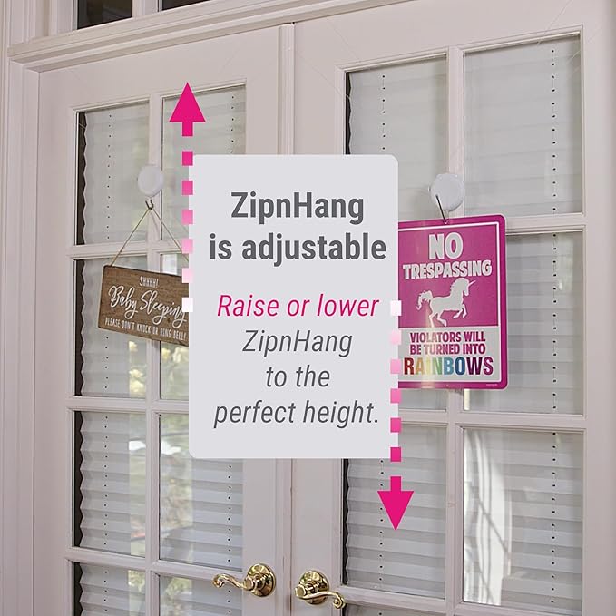Wreath Hangers for Front Door - (Black - 1 Pack) Damage Free Hanging - ZIPNHANG: Adjustable Door Hanger. Christmas Wreath & Decor Hanger for Front Door. Hooks for Hanging on Glass Doors, Screen Doors