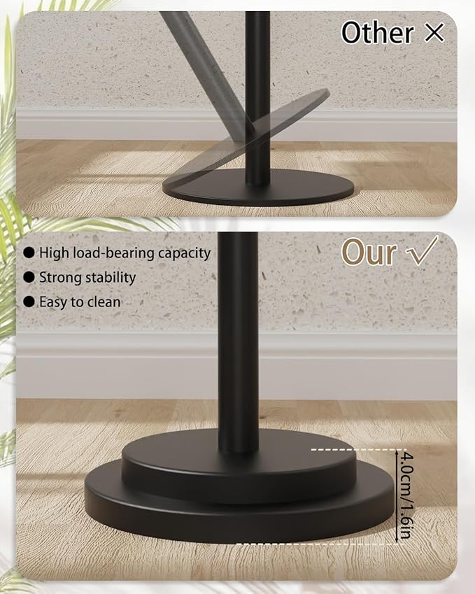 Height Adjustable Drink Table, Vintage Round Indoor Metal Plant Stand, for Small Spaces, Living Room, Bedroom, Cocktail, 1 Pack, Black, GBZ001CB-1