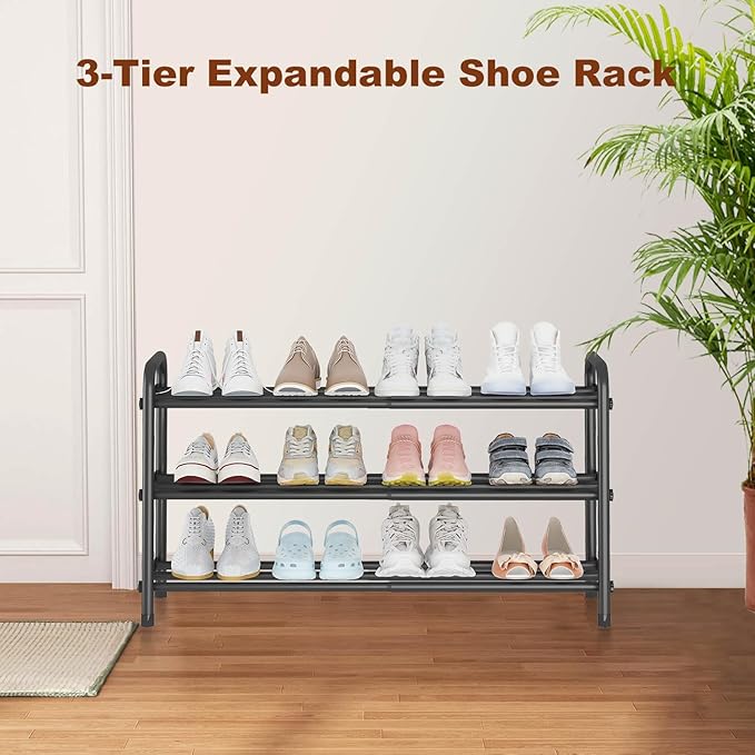 KANAV Expandable Shoe Rack Organizer – 3-Tier Shoe Shelf for Closet, Entryway & Front Door – Space-Saving Shoe Storage Solution-NeatNest