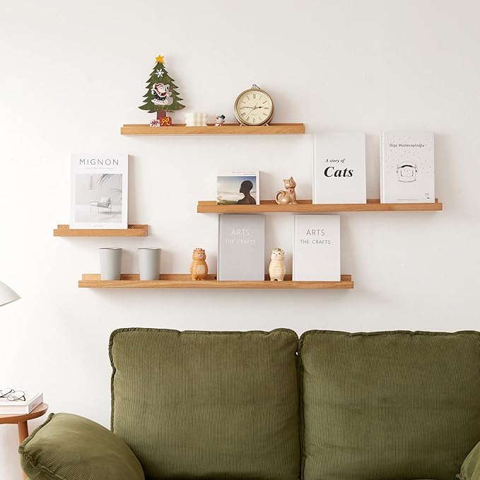 Floating Shelf, Natural Oak Wood, 36 Inch, Wall Storage, Display Picture Ledge, for Bedroom, Living Room, Bathroom, Office, Kitchen-NeatNest