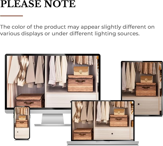 GRANNY SAYS Storage Boxes with Lid, Fabric Storage Bins with Lids, Decorative Closet Storage and Organizer, Wood Grain Print Bins, 2-Pack-NeatNest