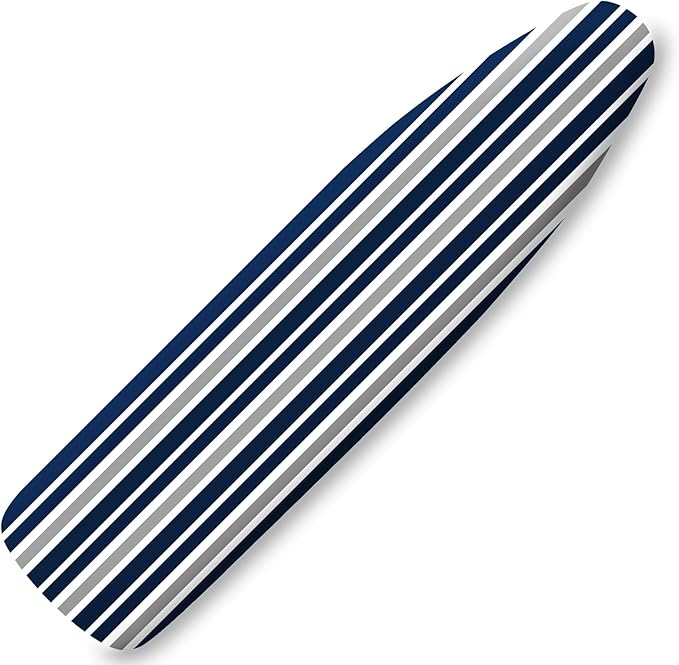 Extra Thick Ironing Board Cover and Pad, Navy Blue and Gray Stripes 15x54 Ironing Board Cover, Resist Scorching and Staining,Elastic Edges,Striped Boho Minimalist Modern