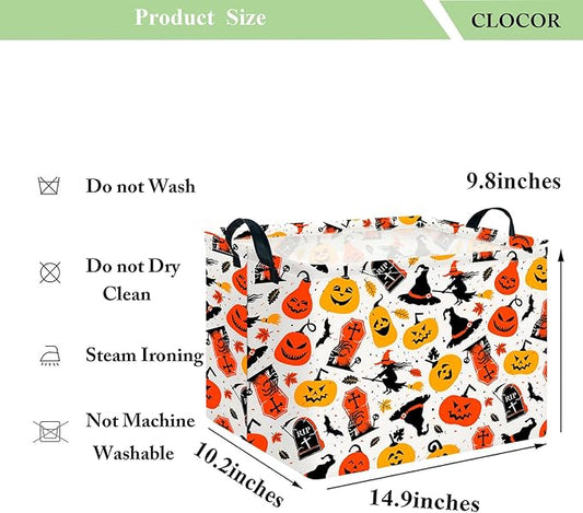 CLOCOR Rectangular Storage Basket Empty,Gift Basket for Kids,Waterproof Toy Storage Bin with Handles,Room Decor(Witch Halloween)-NeatNest