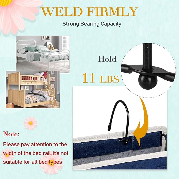 Bedside Storage Caddy/Bedside Hanging Storage Bag for Headboards Bunk Beds Dorm Rooms Book Phone Magazine Holder (2PC Navy Blue)-NeatNest