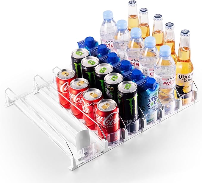 Coanto Drink Organizer for Fridge, Soda Can Dispenser for Refrigerator, Automatic Self-Pushing Fridge Drink Dispenser Holds up to 30 Cans, 6 Row-NeatNest