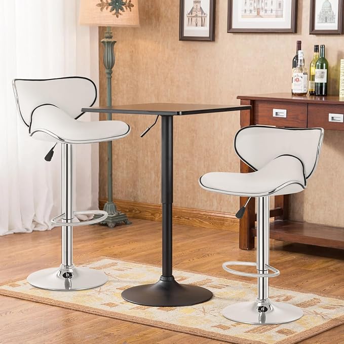 BestOffice Bar Stools Set of 2, Counter Height Adjustable Bar Stools with Back Bar Stool PU Leather Swivel Bar Stool Kitchen Counter Bar Stools Dining Chairs-NeatNest