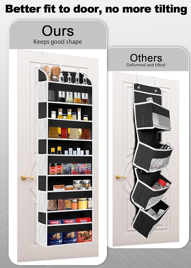 1 Pack Over The Door Storage Organizer with 5 Pockets 10 Mesh Side Pockets, 44 lbs Weight Capacity Door Hanging Organizers and Storage for Bedroom,Bathroom,Nursery,Pantry,Dorm(Black)-NeatNest