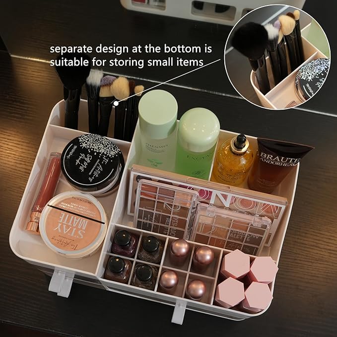 KLGO Makeup Organizer and Storage Cosmetic Display Case With 3 Clear Drawers Skincare Organizer for Bathroom Make Up Stand for Vanity Lipsticks, Jewelry, Nail Care, Eyeshadow, Skincare-NeatNest