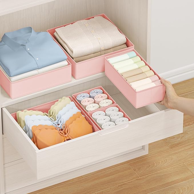 DIMJ Drawer Organizer Clothes Storage - 24 Pack Baby Dresser Organizer for Nursery, Foldable Closet Drawer Organizer Bins for Bedroom Organization, Fabric Storage Dividers for Socks, Underwears, Bras-NeatNest
