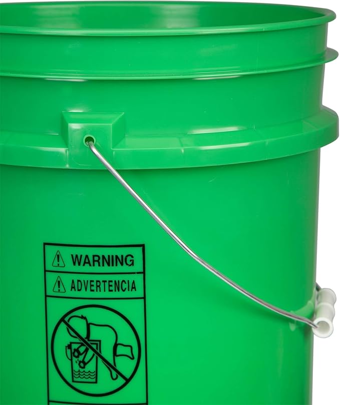 House Naturals Green 5 Gal Bucket with Gamma Orange Screw Lid - Food Grade BPA Free Pail