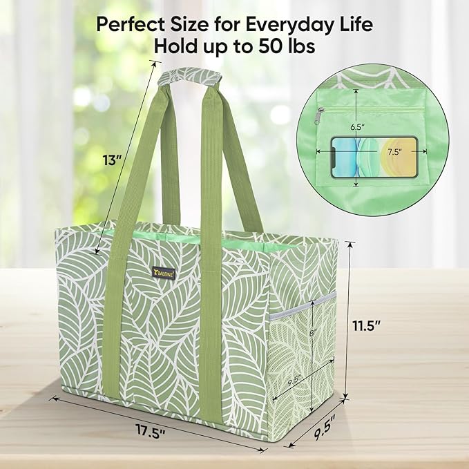 BALEINE Soft 9 Gallon Extra Large Utility Tote, Foldable Reusable Storage Bag (Antique Foliage)-NeatNest