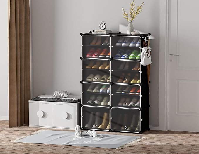 HOMIDEC Shoe Rack, 8 Tier Shoe Storage Cabinet 32 Pair Plastic Shoe Shelves Organizer for Closet Hallway Bedroom Entryway-NeatNest