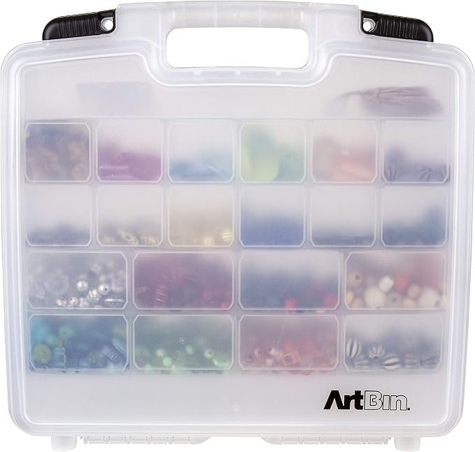 ArtBin 6961AB Quick View Deep Base Carrying Case with Removable Dividers, Portable Art & Craft Storage Box, 15", Clear
