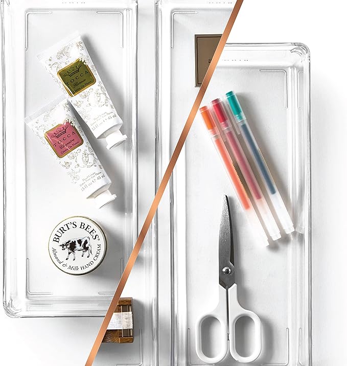 BINO | Oblong Plastic Drawer Organizer Bin, 2-Pack | THE ARTISAN COLLECTION | Multi-Purpose | Durable | BPA-Free | Desk, Vanity, Bathroom & Makeup Drawer Organizer-NeatNest