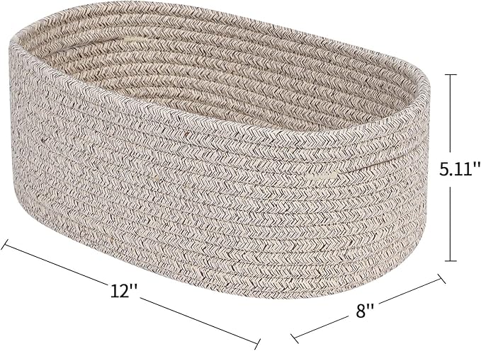 CubesLand Rectangle Organization/Storage Basket, Natural Cotton Rope Woven Baskets for Organizing, Small Basket for Kids, Baby Nursery, Cat Dog Toy Baskets, Organizer Bins for Shelves 3Pc Light Brown-NeatNest