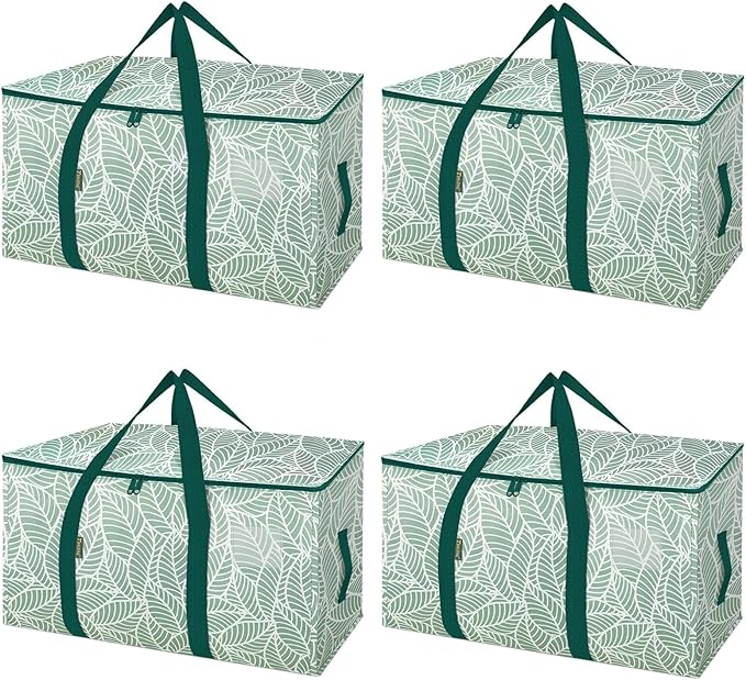 BALEINE 4-Pack Oversized Moving Bags with Reinforced Handles, Heavy-Duty Storage Tote for Clothes, Moving Supplies (Antique Folidage, 4-Pack)-NeatNest
