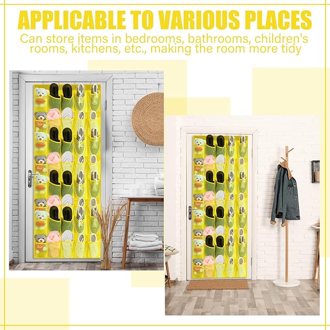 Windyun 40 Over the Door Shoe Organizer Large Mesh Pocket Hanging Shoe Rack for Closet Yellow Nonslip Behind Door Storage Holder Back to School Organizer for Dorm Room College Classroom Storage-NeatNest